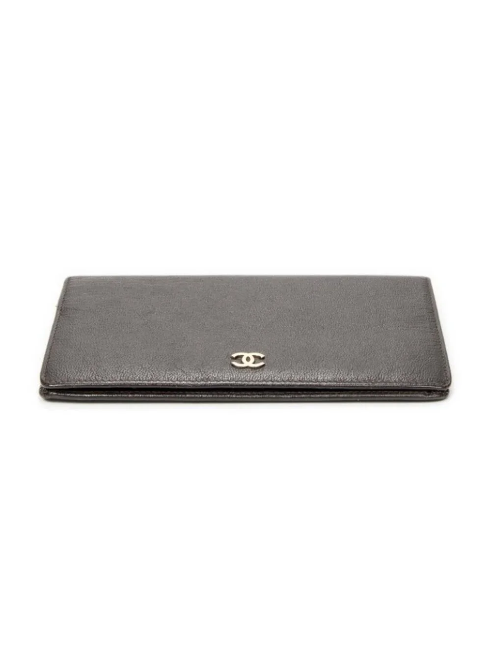 Chanel CC Long Bifold Wallet Dark Brown Deerskin Leatherab